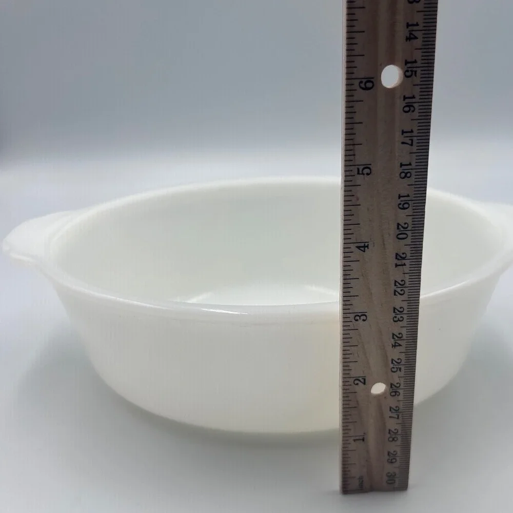Vintage Fire King White Milk Glass Oval Casserole Dish with Tab Handles 10.5in